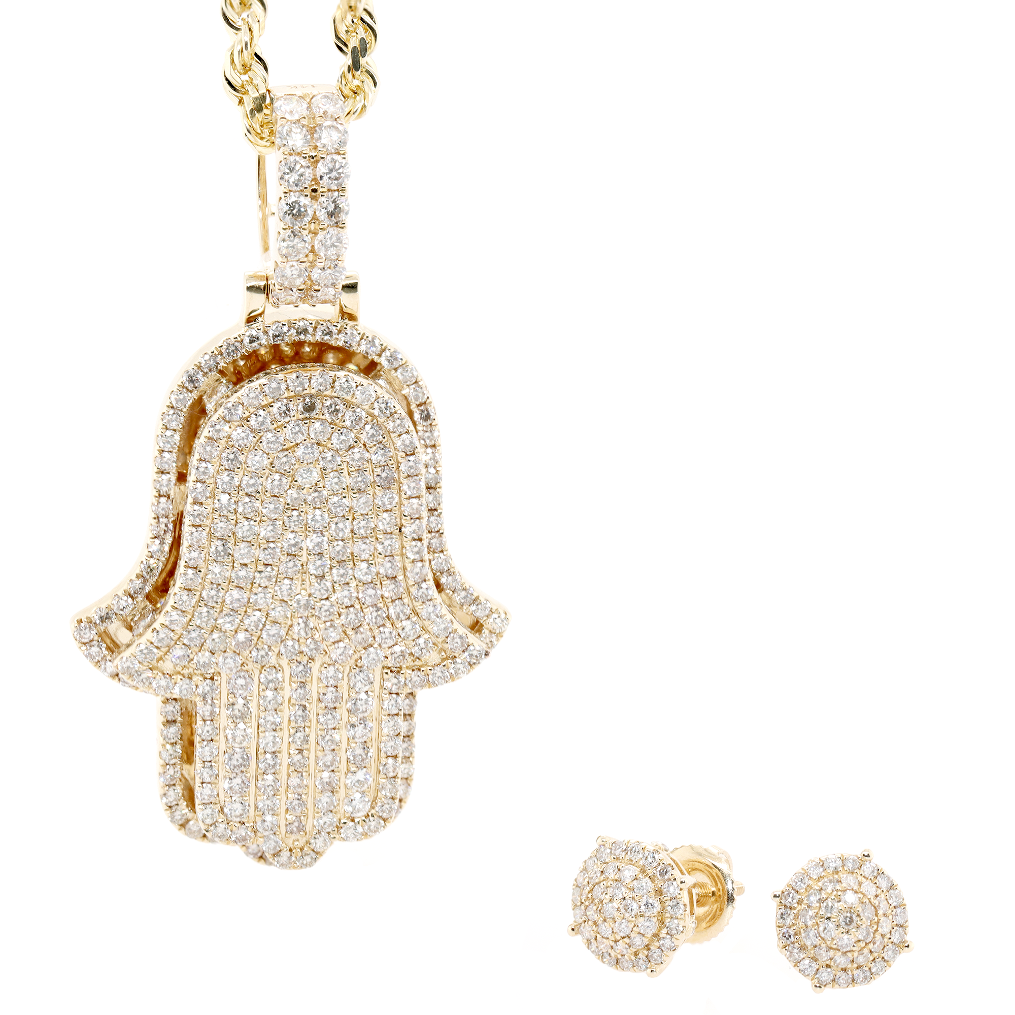3D Diamond Hamsa Set with Chain
