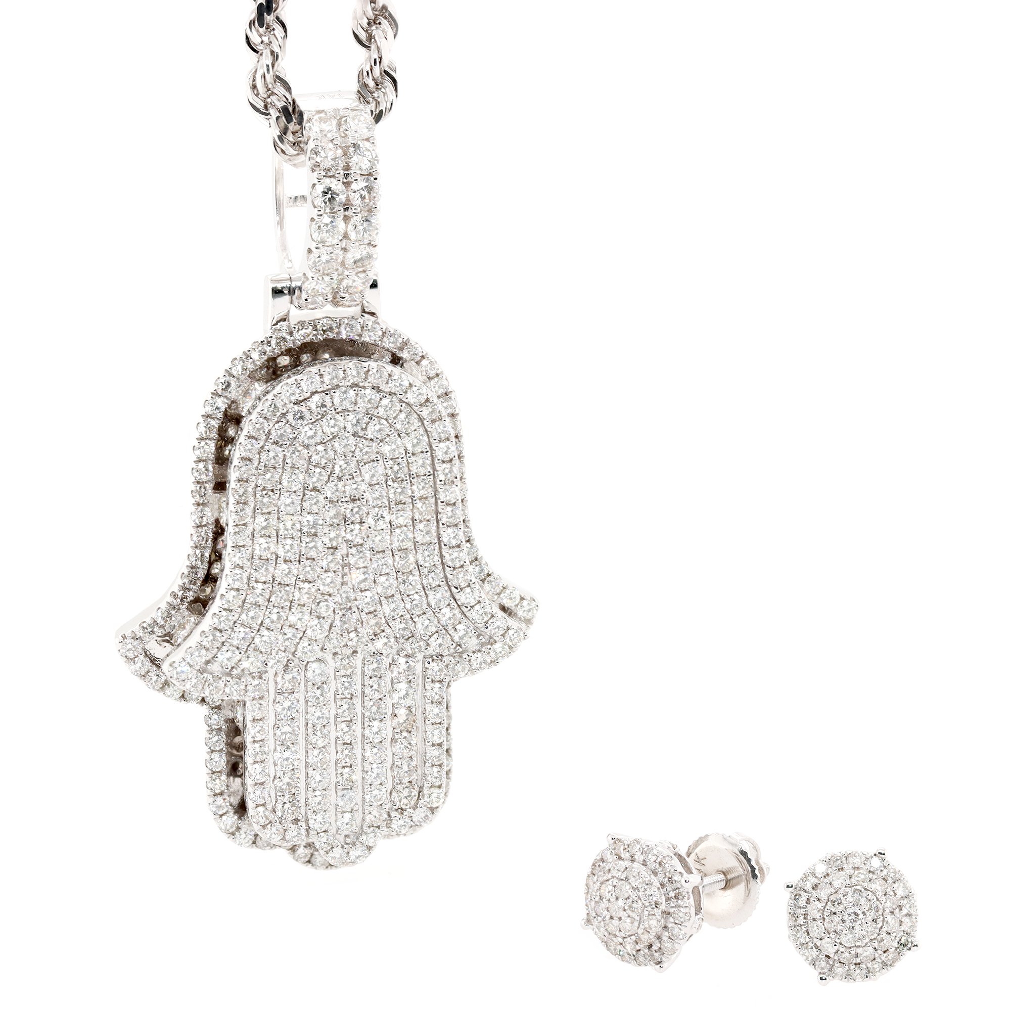 2pc 3D Diamond Hamsa Set