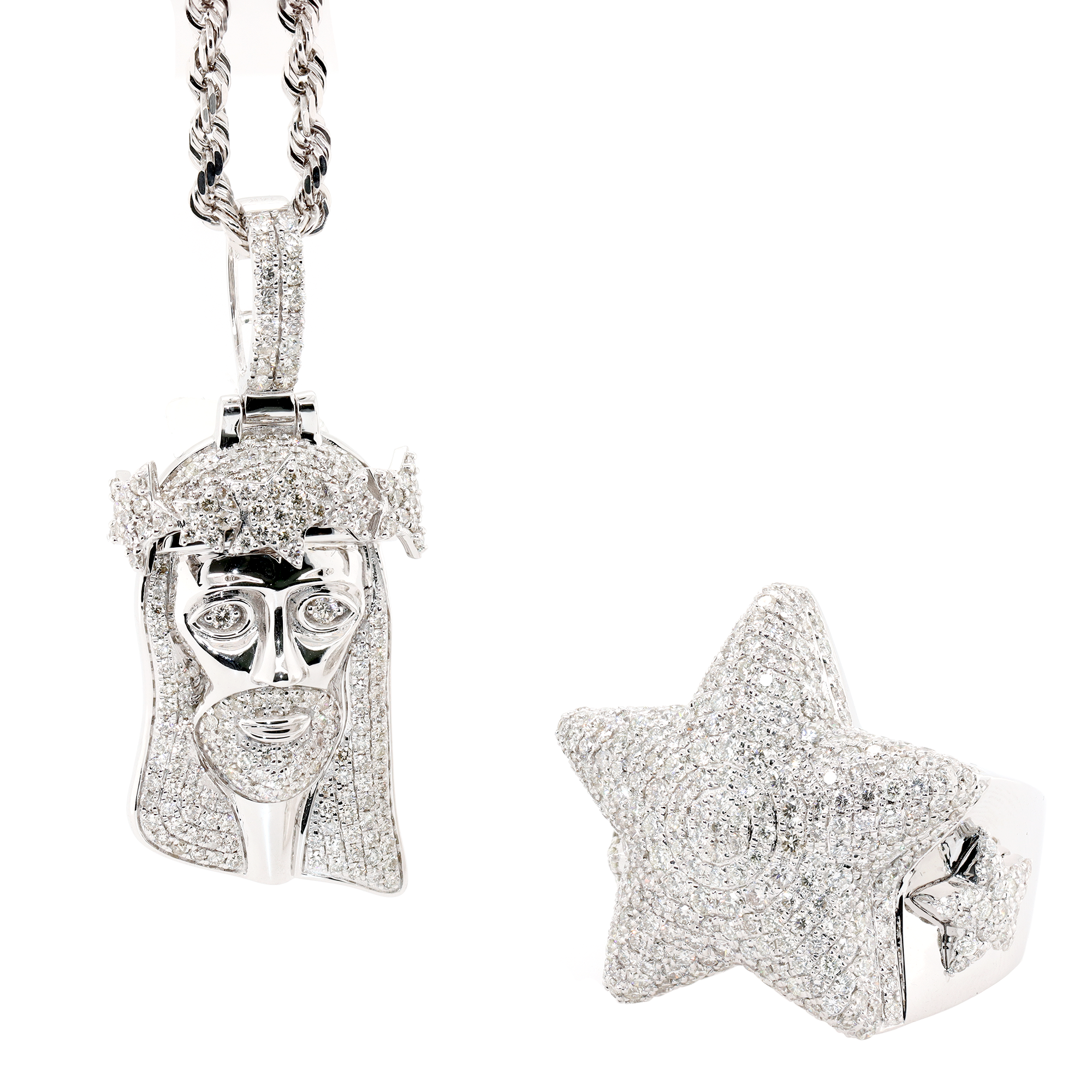 Star Crown Jesus Diamond Set with Chain