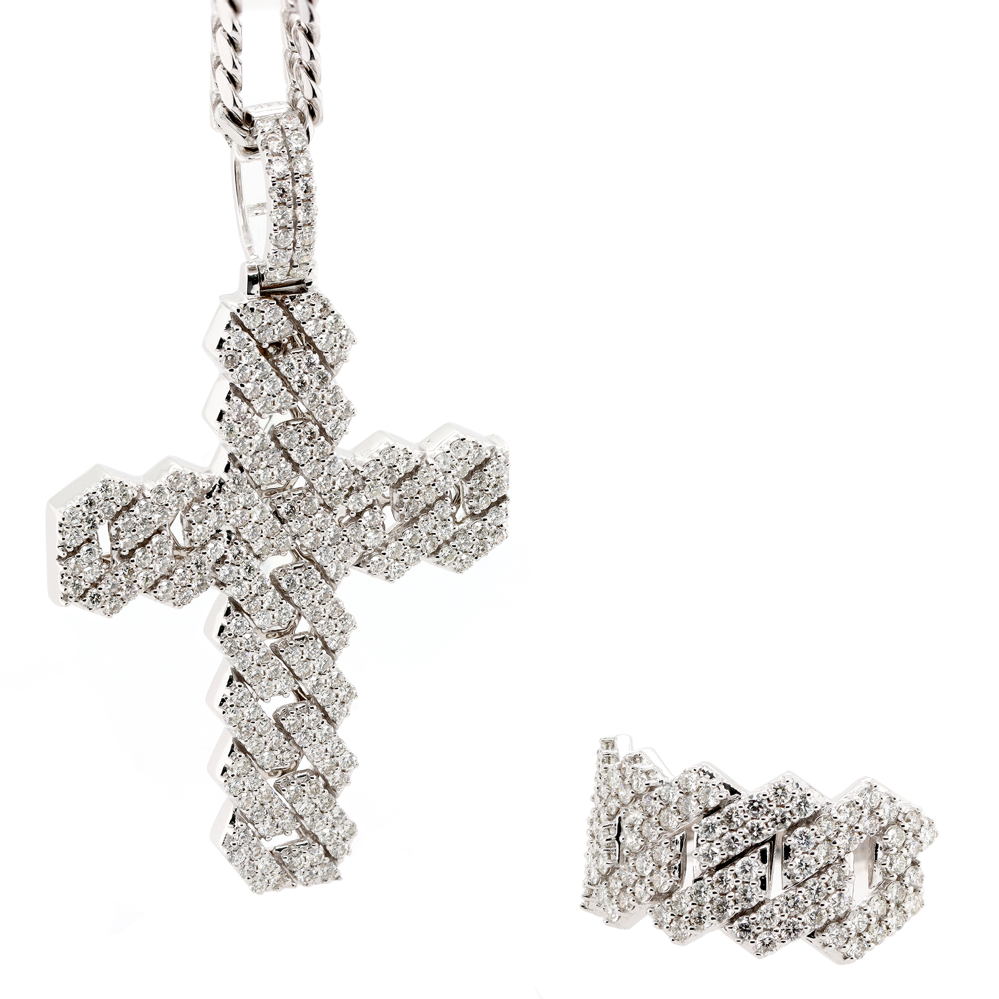 2pc Cuban Diamond Set with Chain