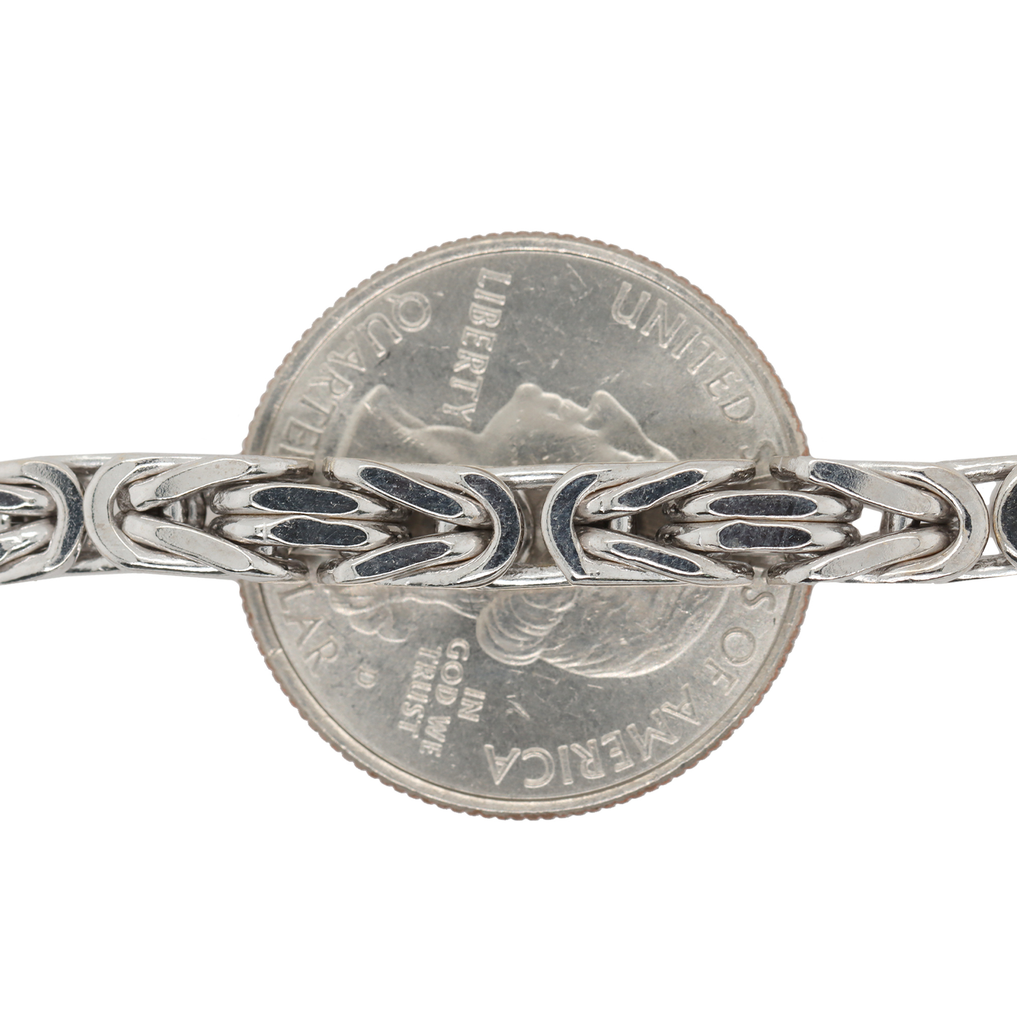 5.18mm 14k White Gold Byzantine Bracelet