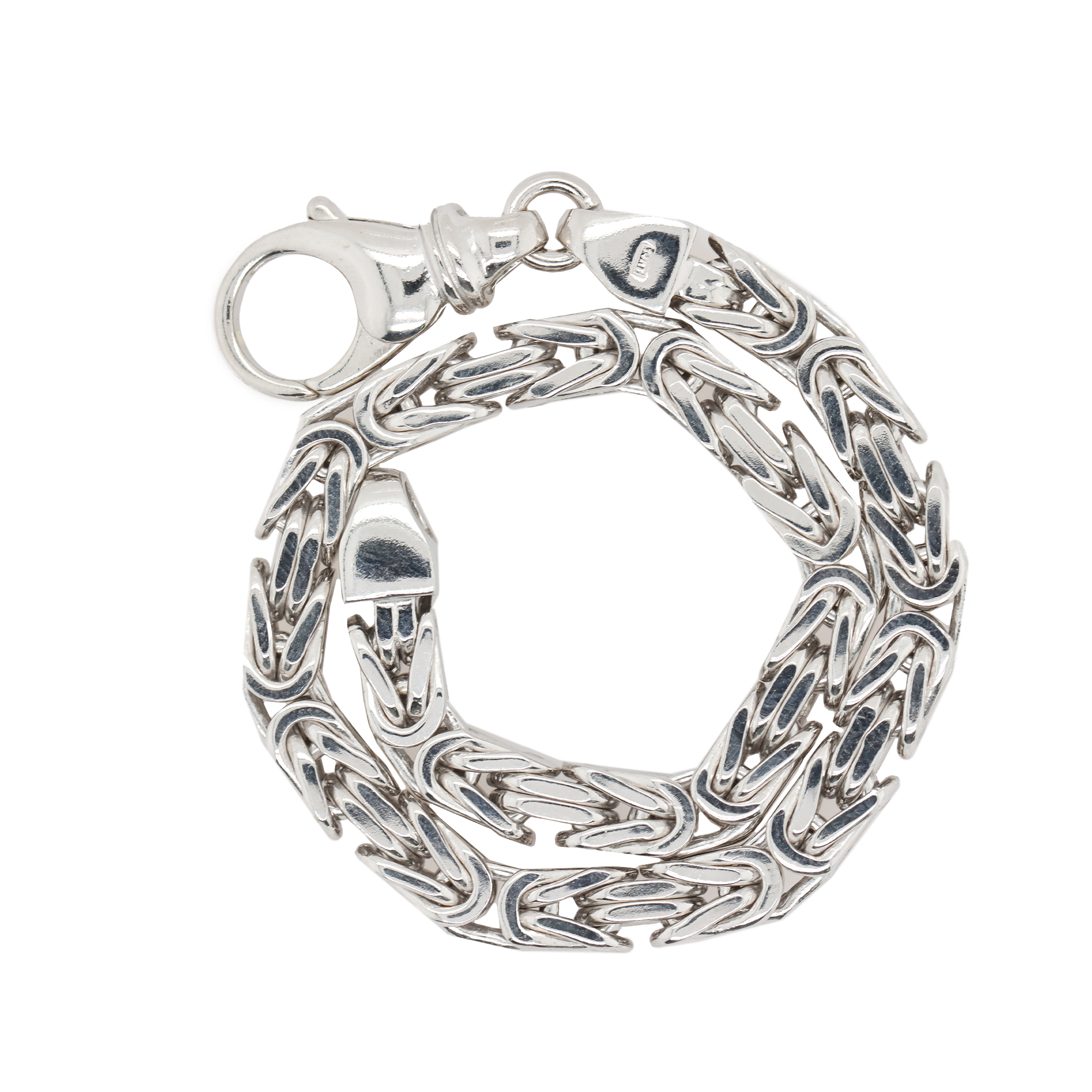 5.18mm 14k White Gold Byzantine Bracelet