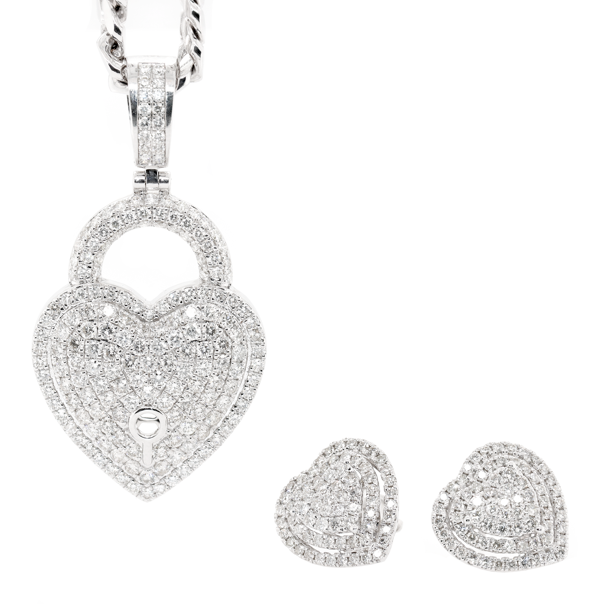 Diamond Hearts Set with Chain