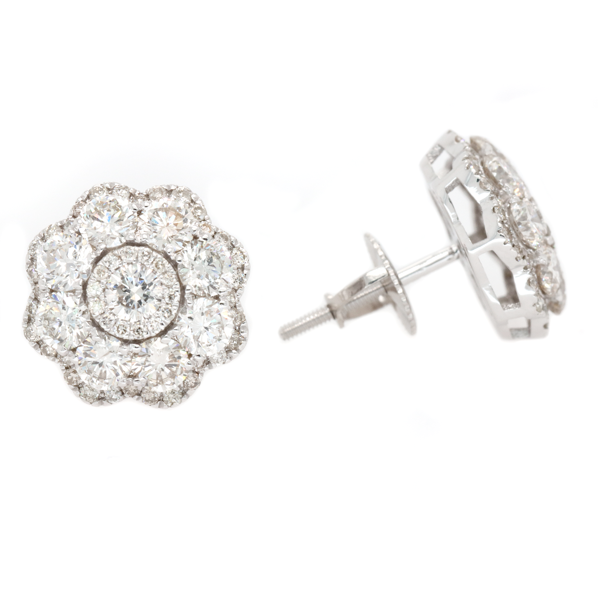 Single Stone Flower Cluster Earrings