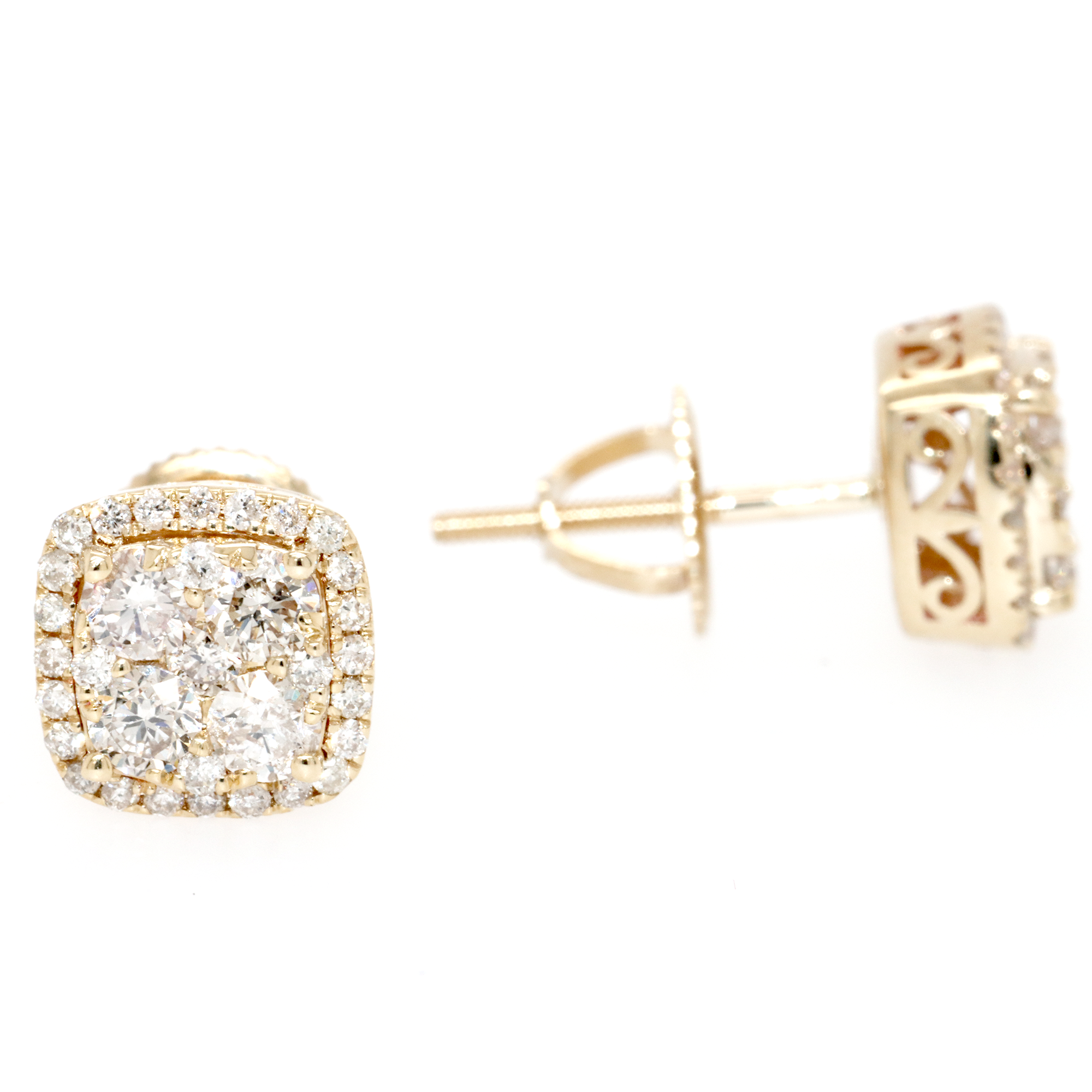 Small Square Diamond Cluster Earrings