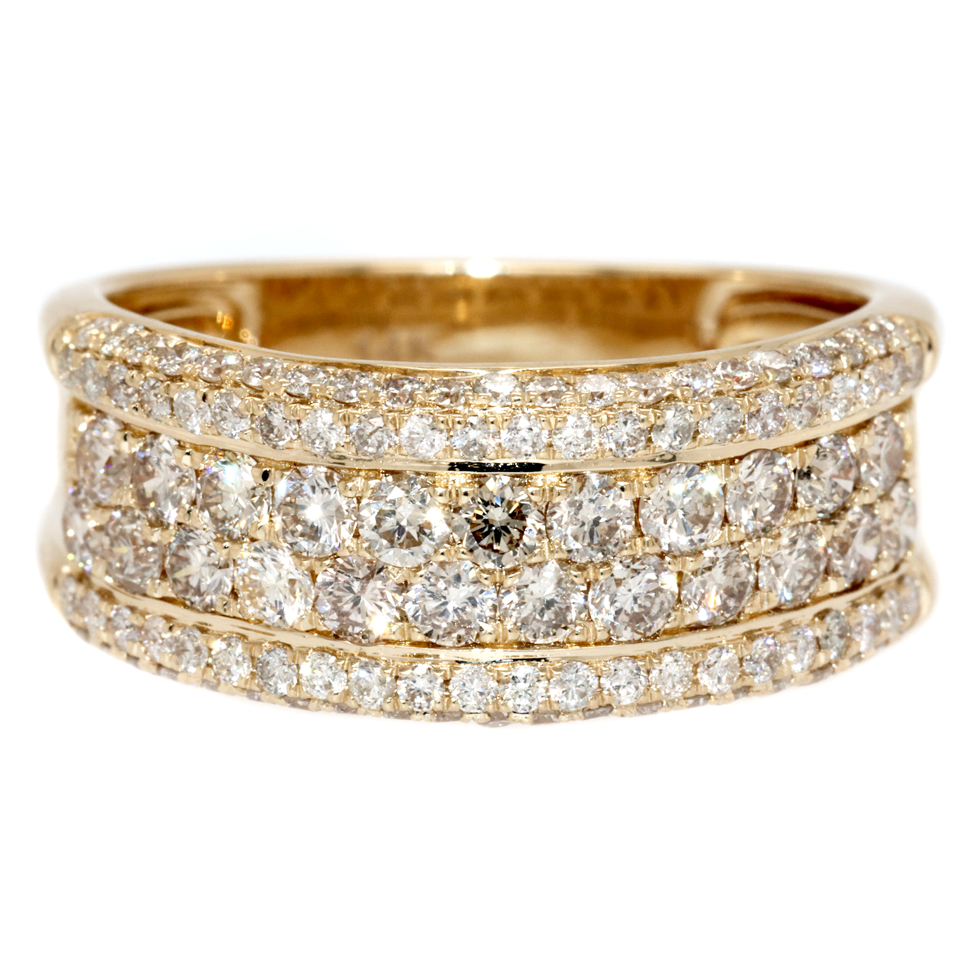 2 Row Pave Border Diamond Ring