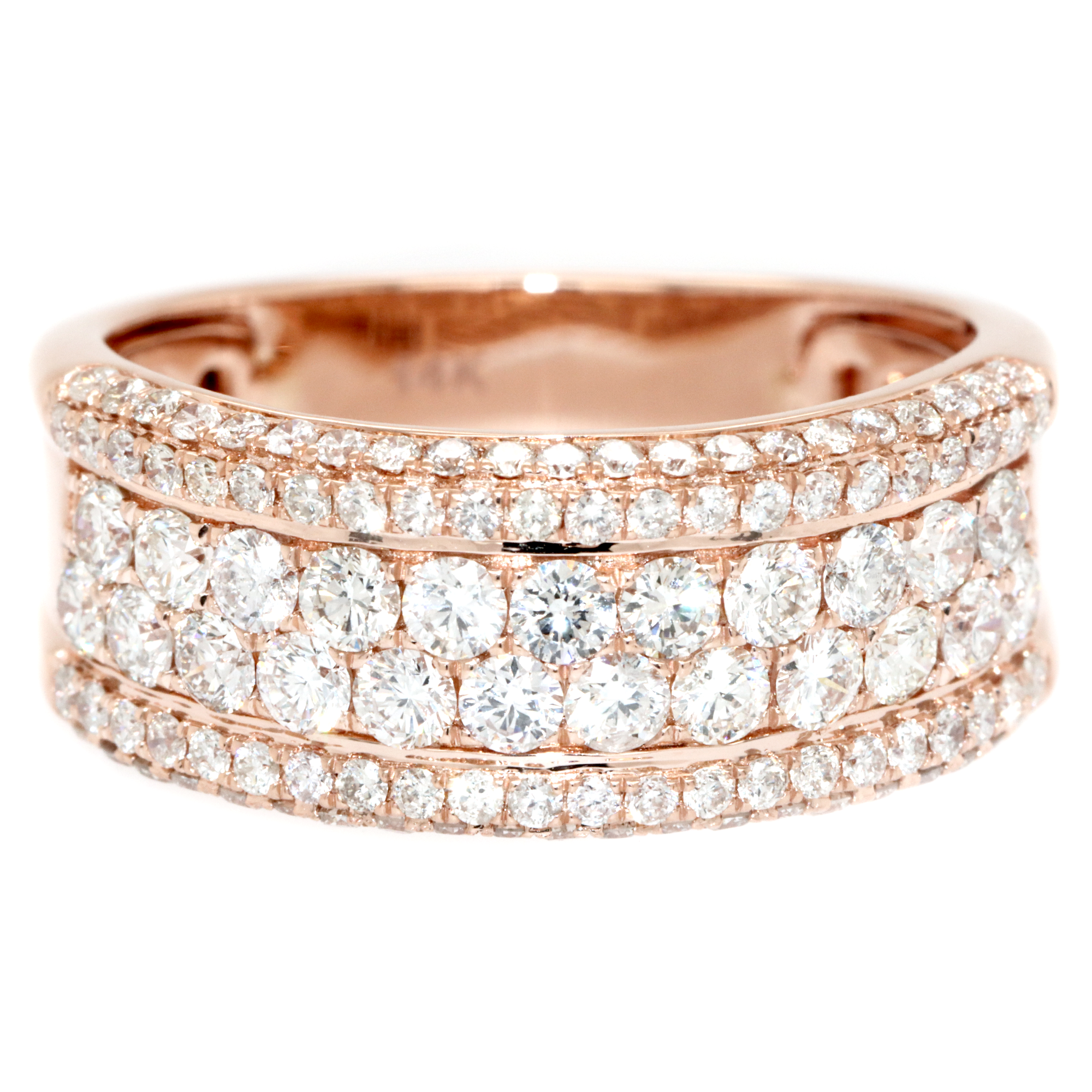 2 Row Pave Border Diamond Ring