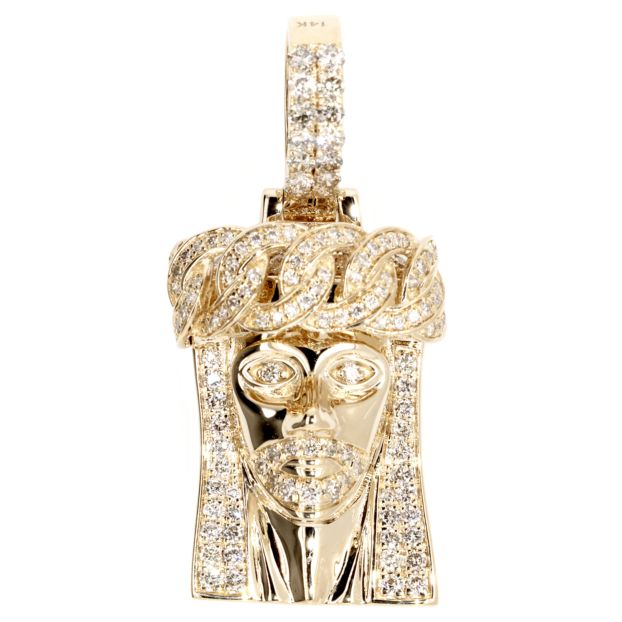Cuban Crown Jesus Diamond Pendant