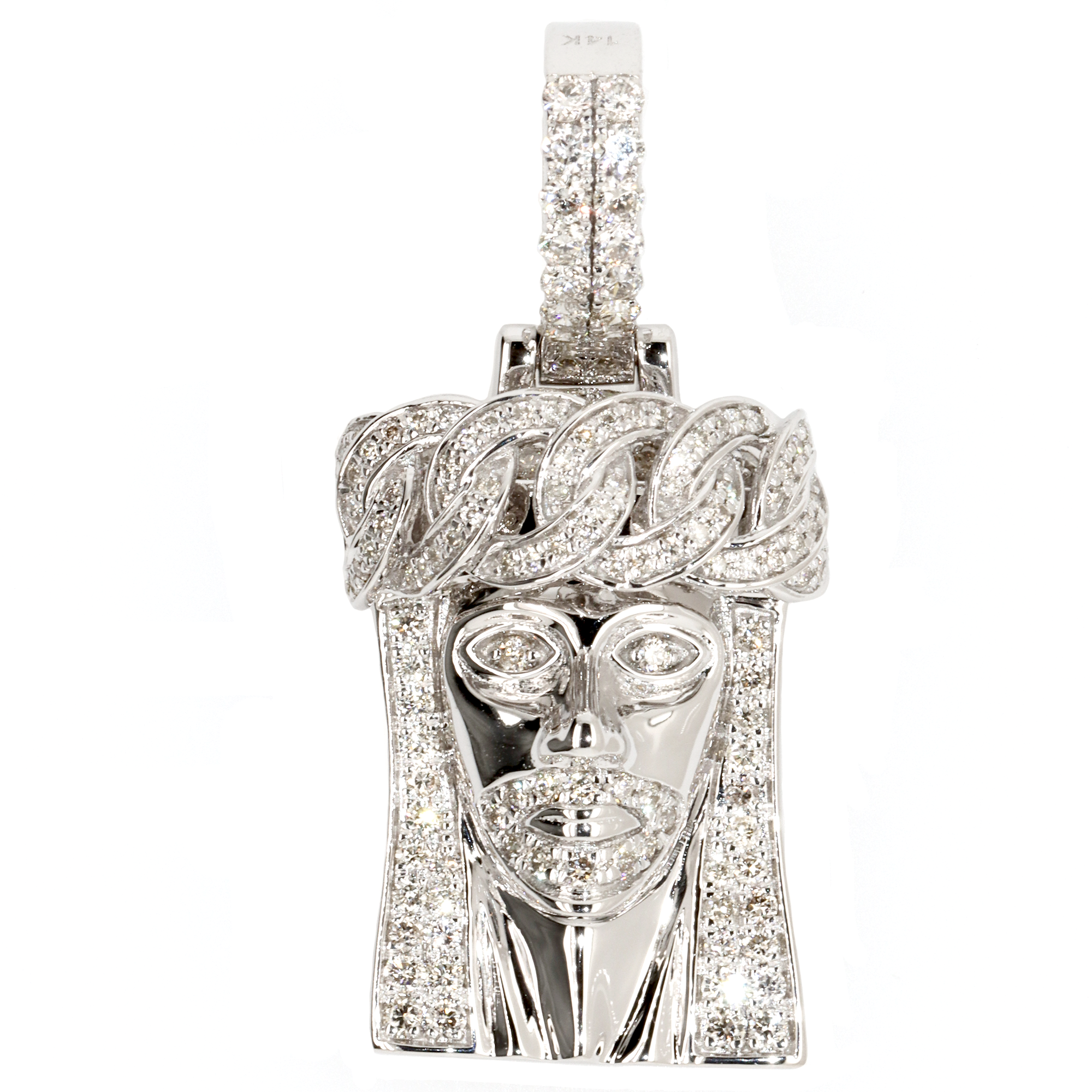 Cuban Crown Jesus Diamond Pendant