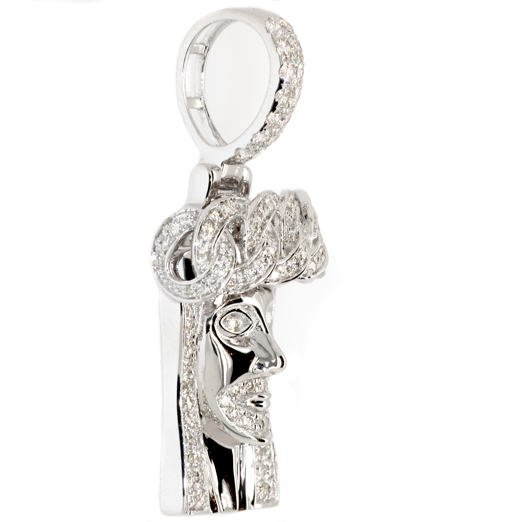 1ct Cuban Link Crown Jesus Diamond Pendant