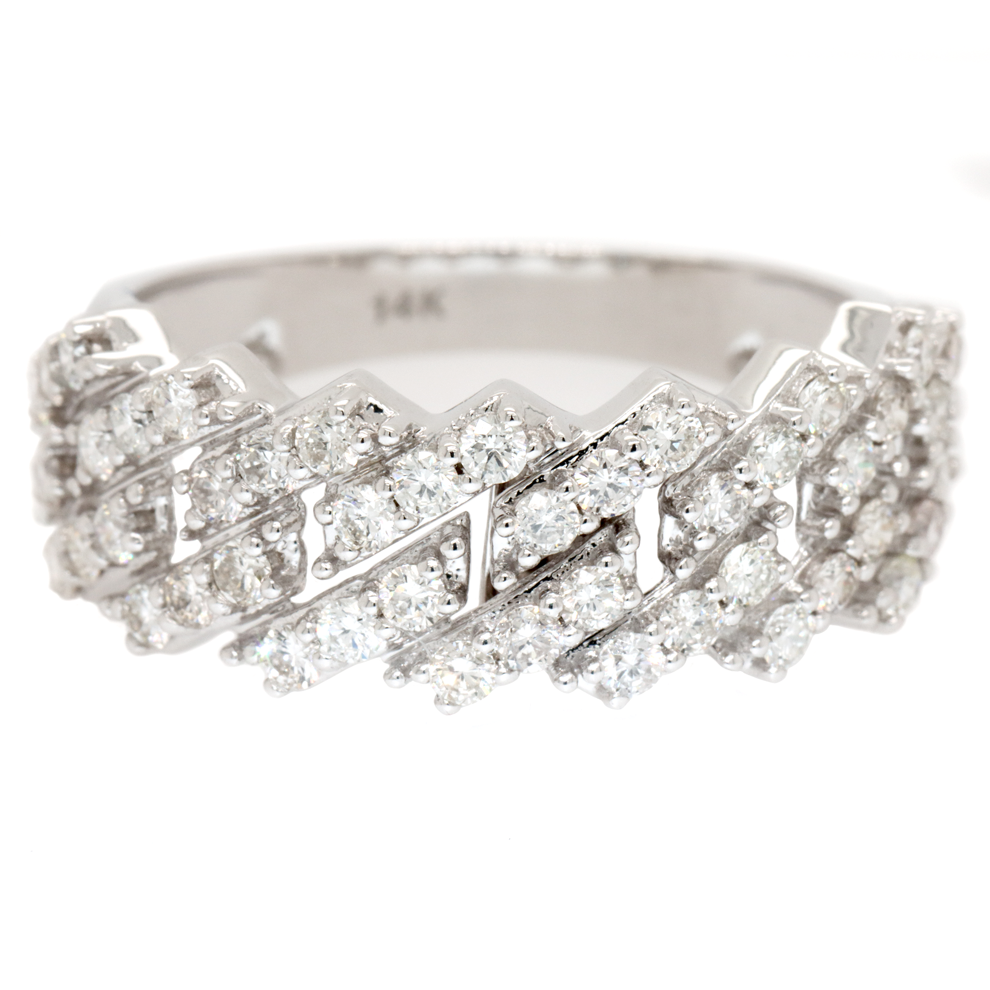 1.25ct Square Cuban Link Diamond Ring