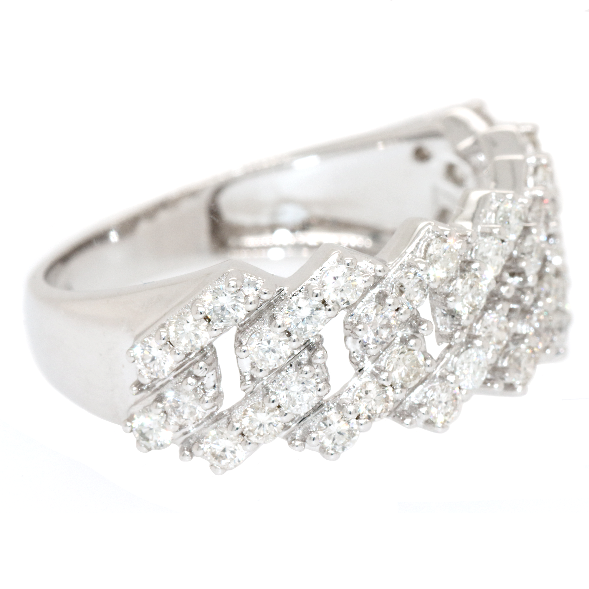 1.25ct Square Cuban Link Diamond Ring