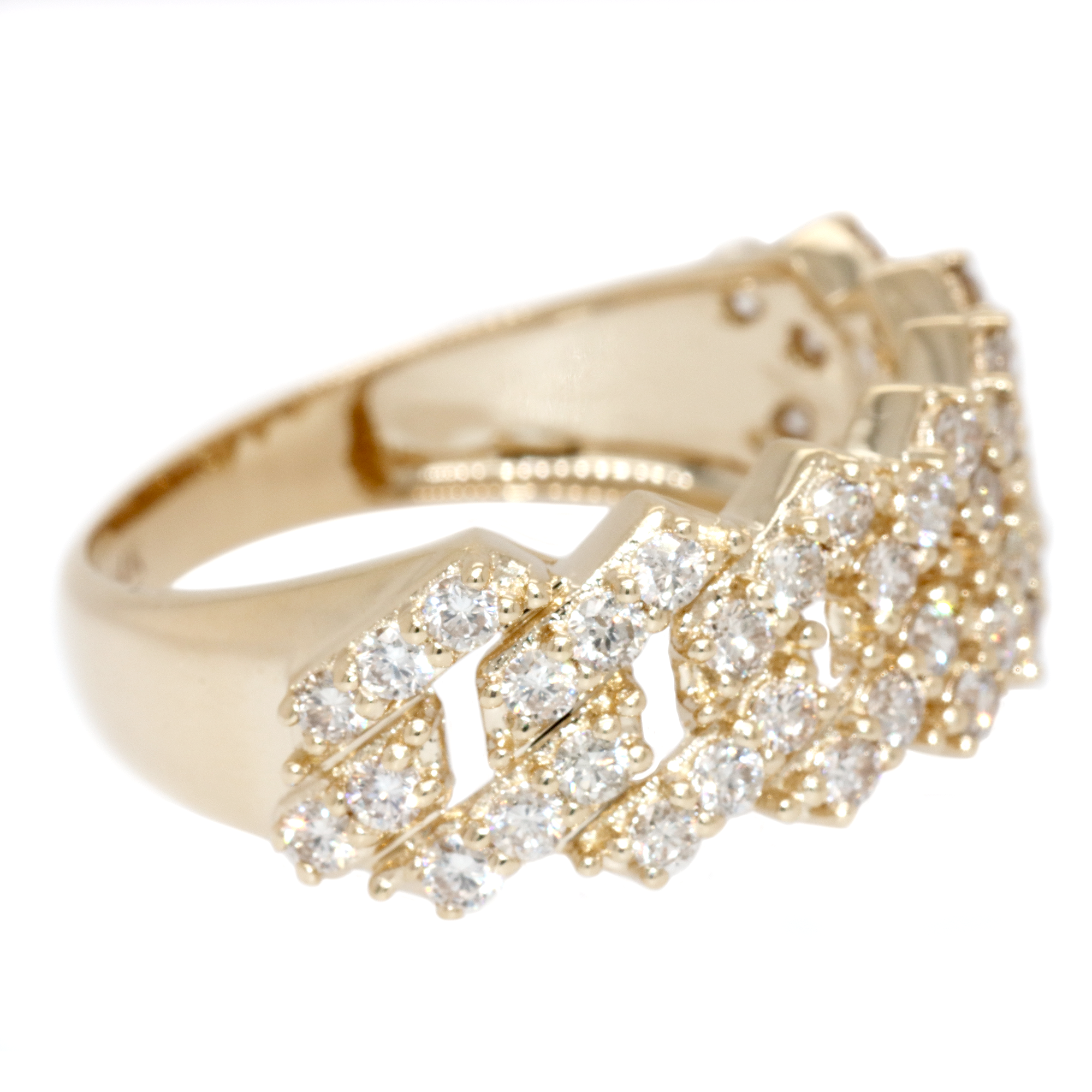 1.25ct Square Cuban Link Diamond Ring