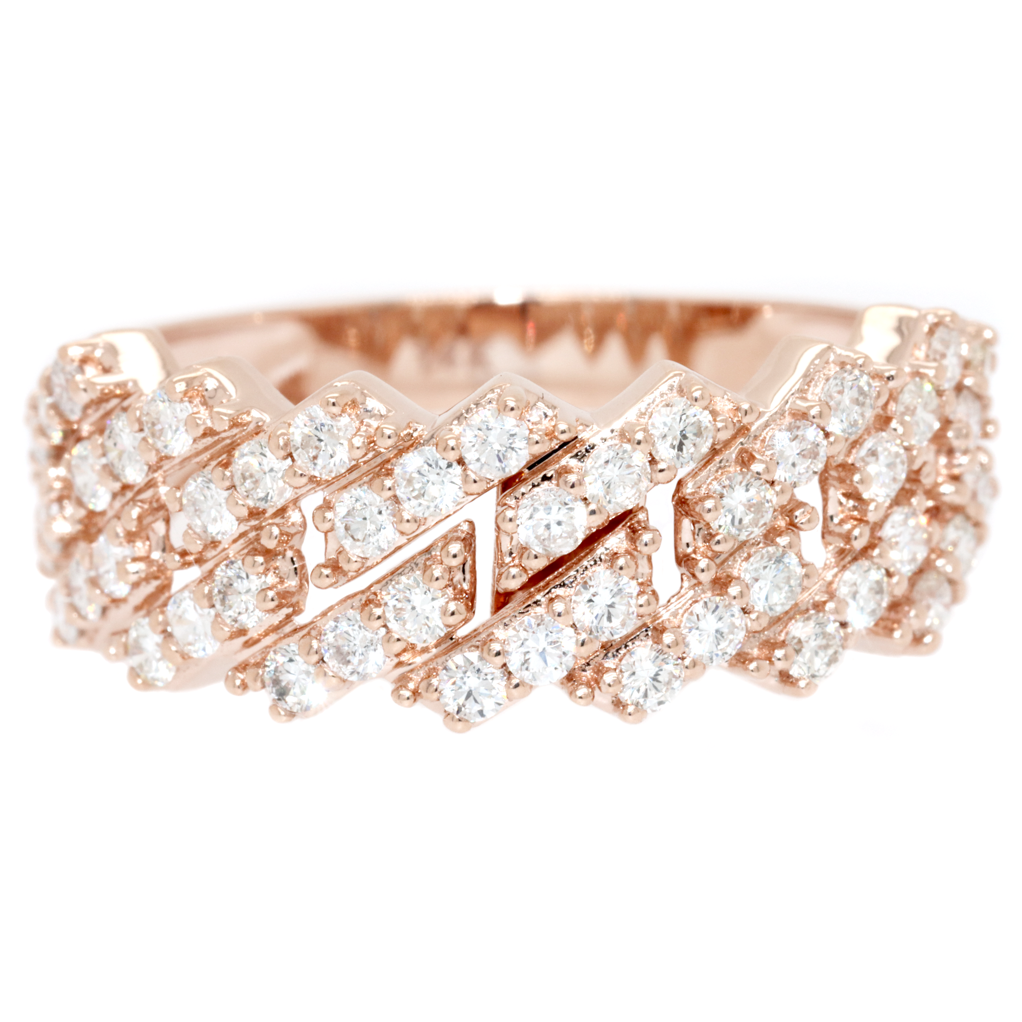 1.25ct Square Cuban Link Diamond Ring