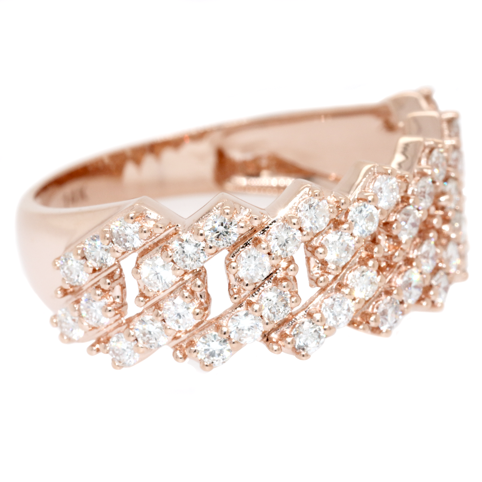 1.25ct Square Cuban Link Diamond Ring