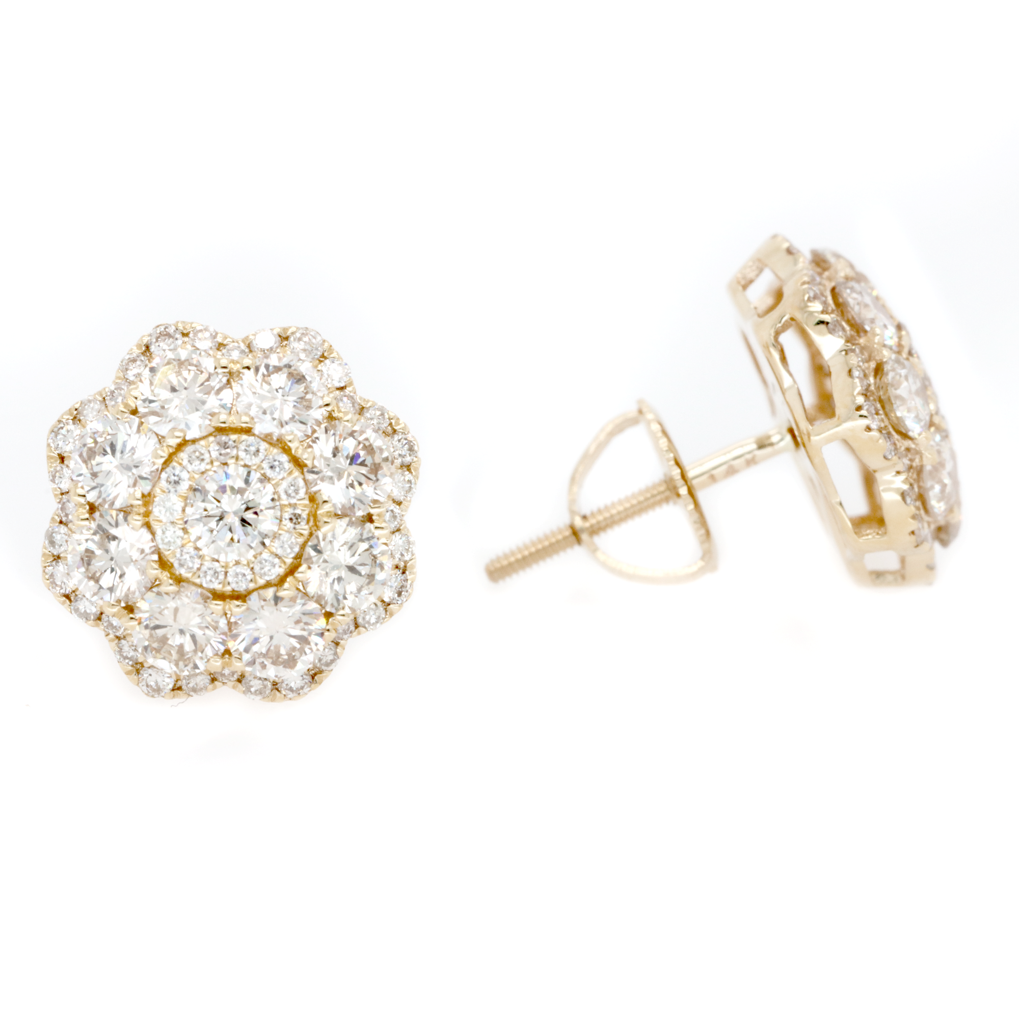 Single Stone Flower Cluster Earrings