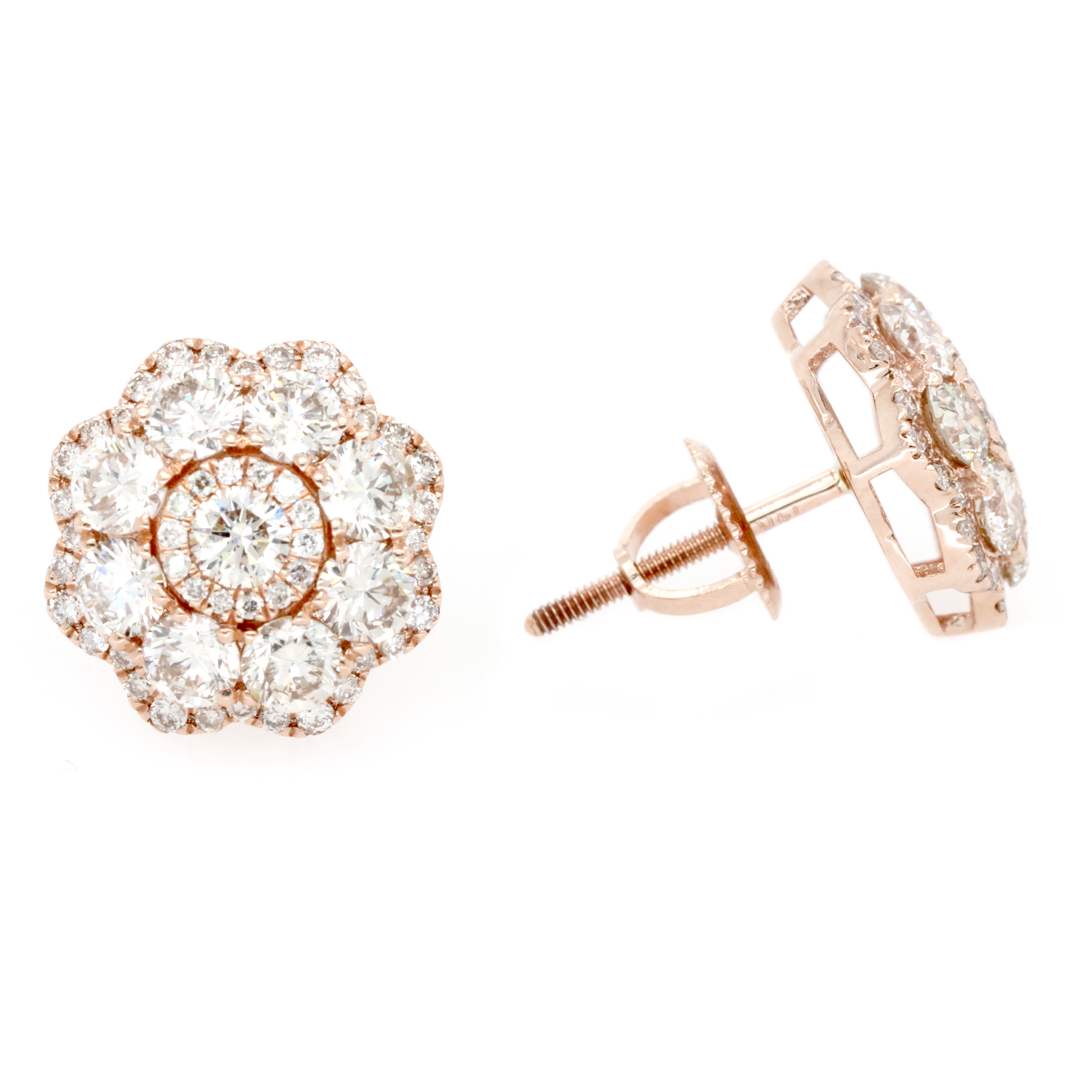 Single Stone Flower Cluster Earrings