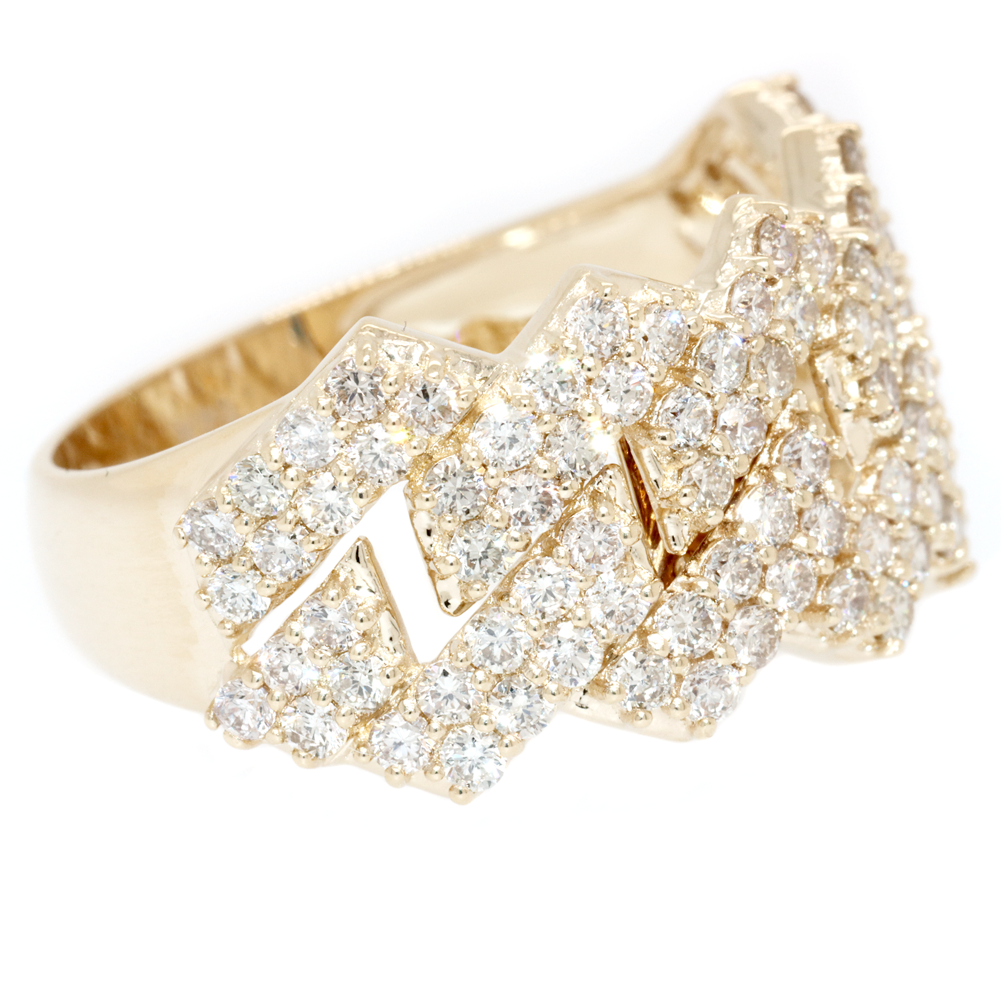 1.90ct Square Cuban Link Diamond Ring