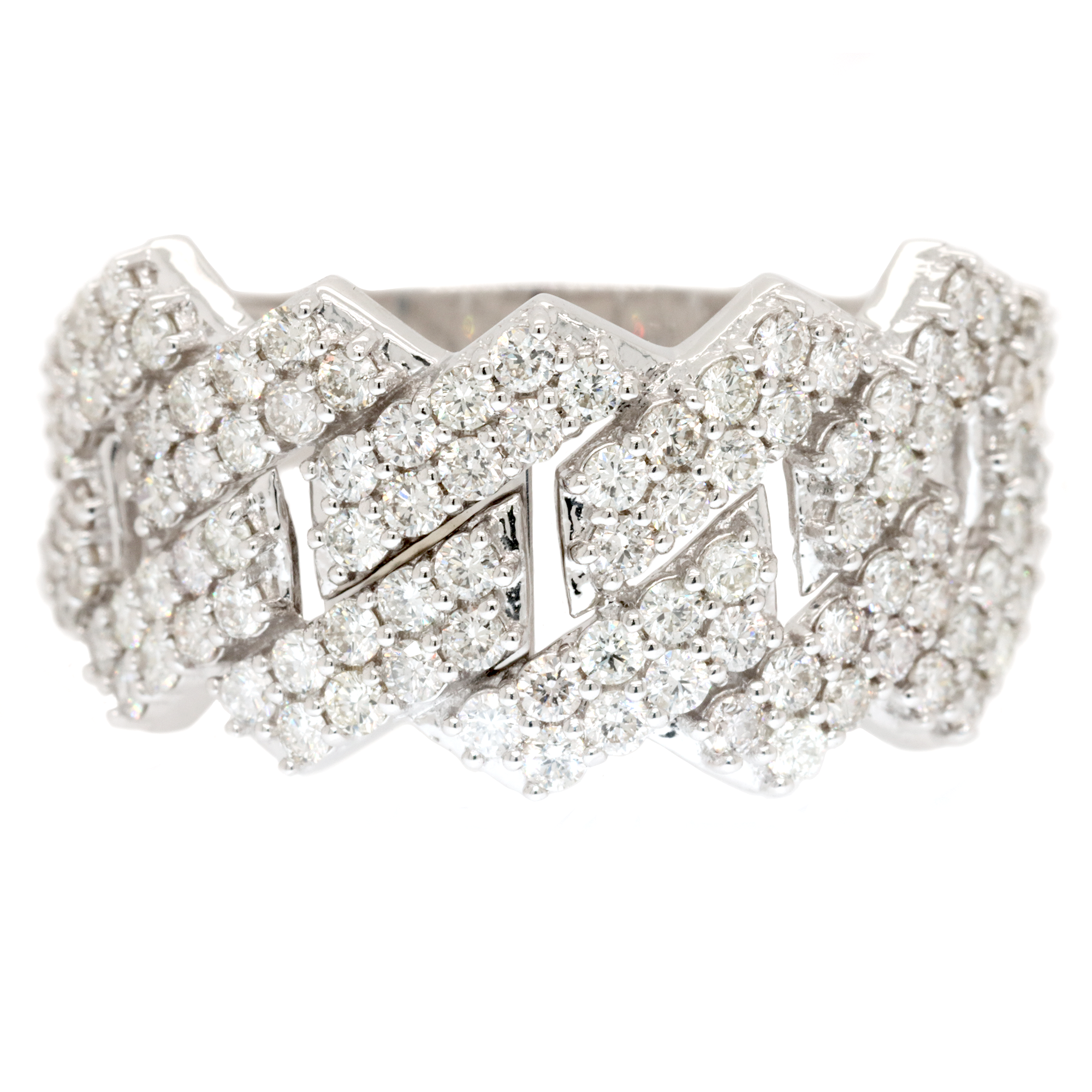 1.90ct Square Cuban Link Diamond Ring