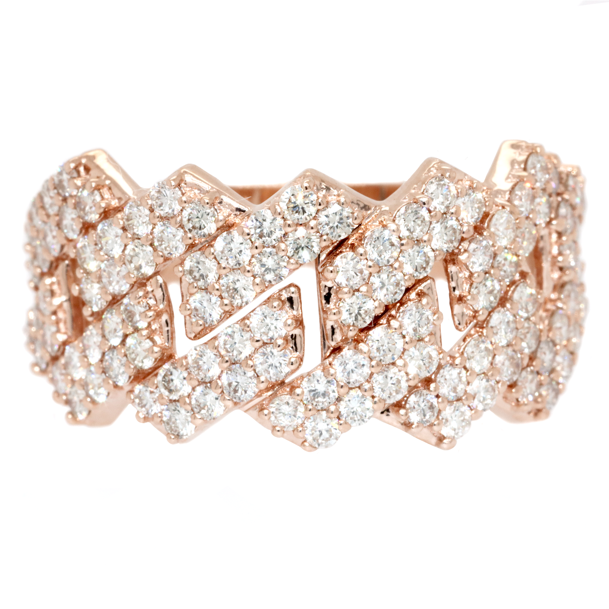 1.90ct Square Cuban Link Diamond Ring
